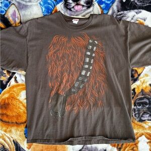 Brown Graphic T-Shirt with Chewbacca Design